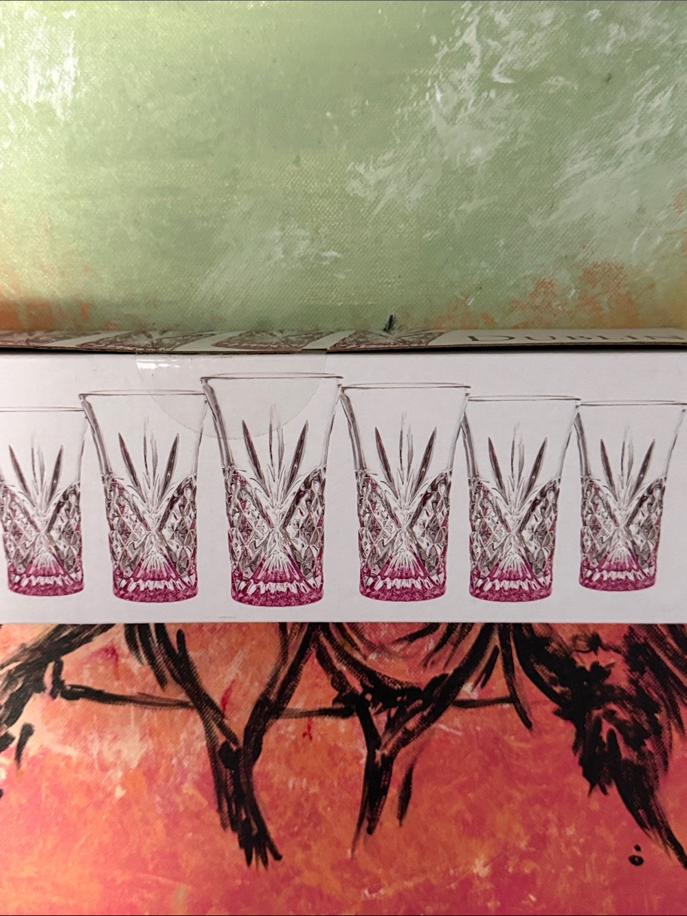 Dublin > Crystal Cut Pink Accent Highball Glasses - Set of 6